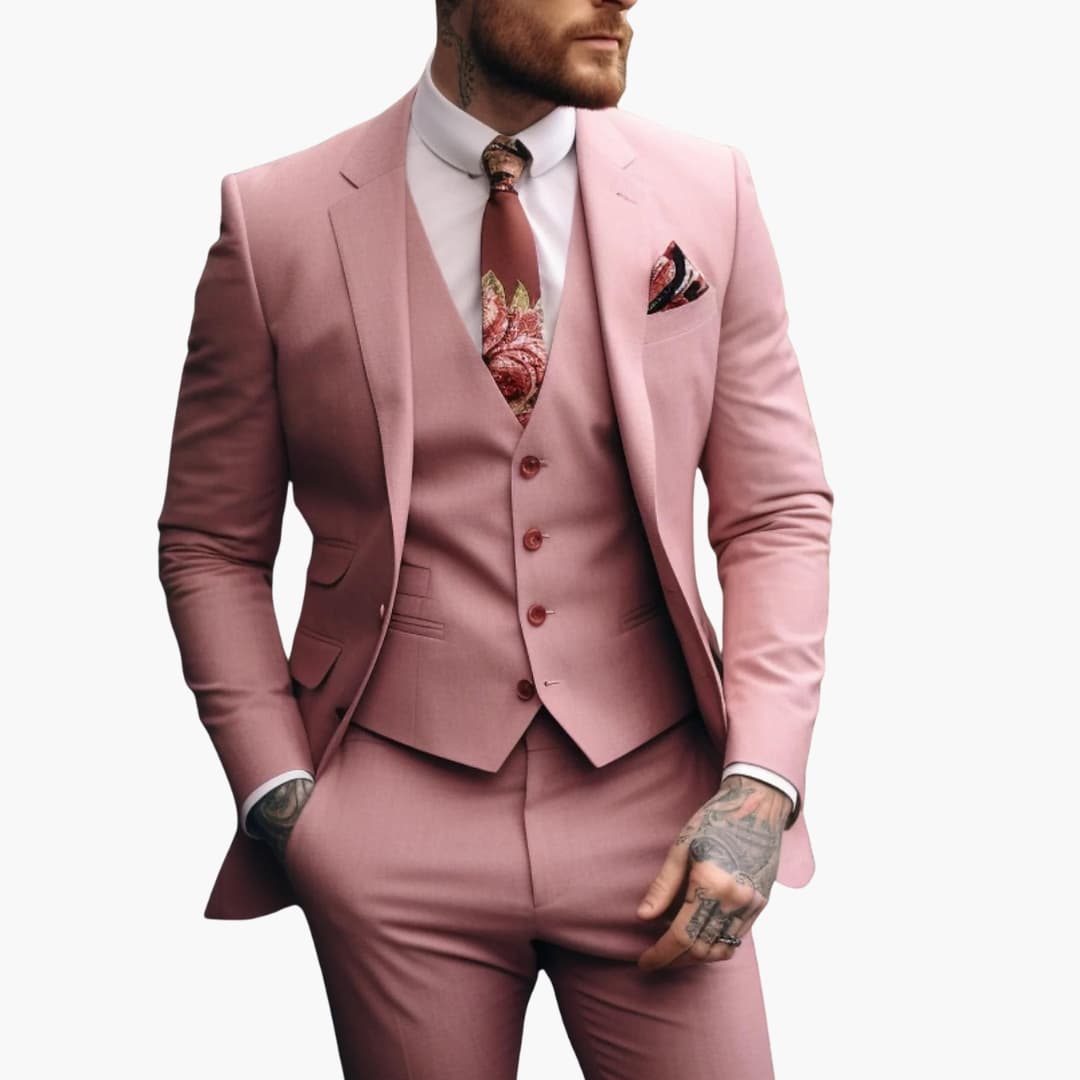 Classic 3-Piece Suit with Vest and Single Button Jacket - Vossary