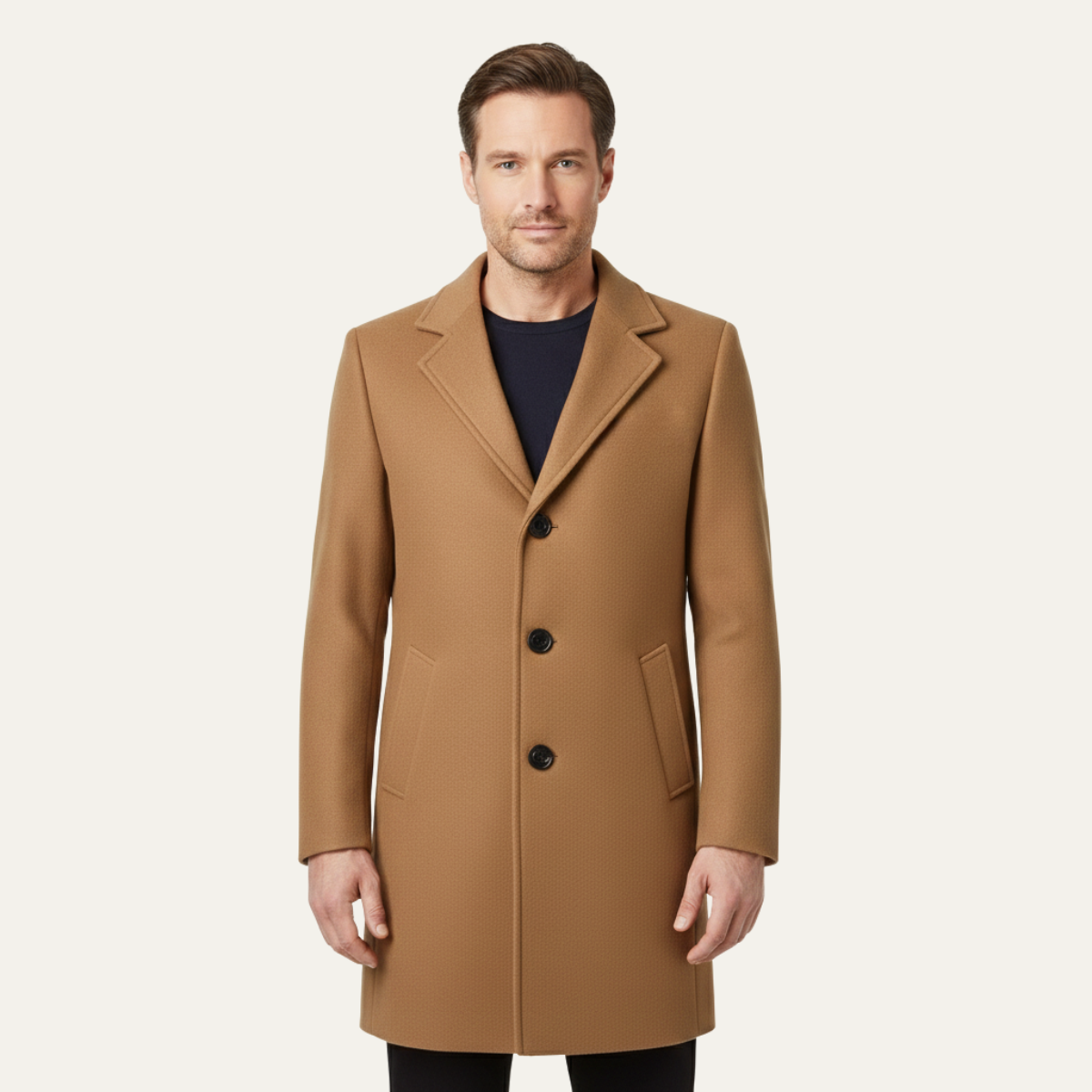 Classic Men's Wool Long Double Breasted Coat