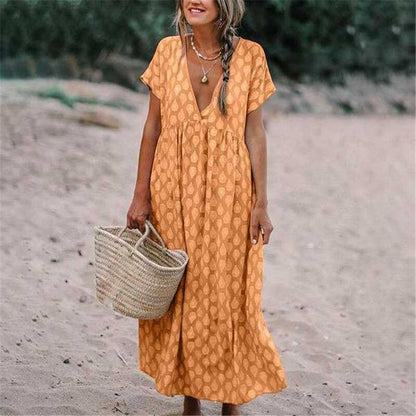 Chic V-Neck Floral Maxi Dress