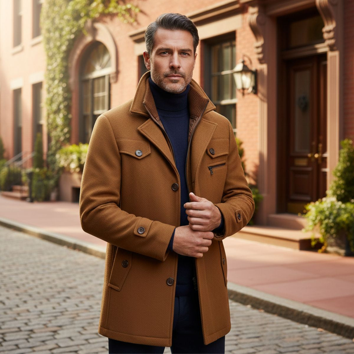 Warm Wool Blend Mens Winter Smart Coat