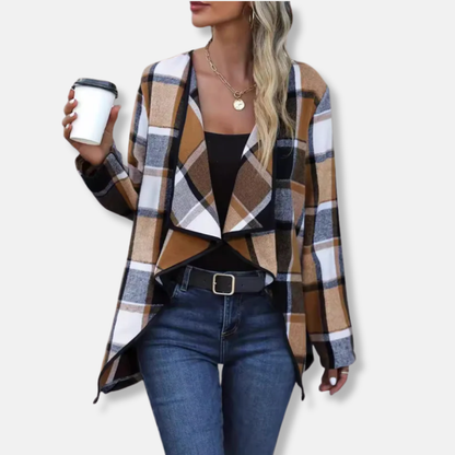Casual Open Cardigan | Loose Fit Plaid Sweater
