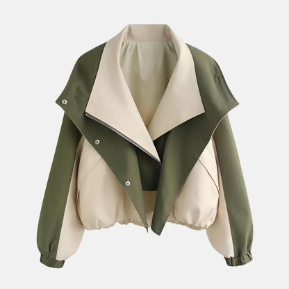 Casual Oversized Two Tone Snap Jacket