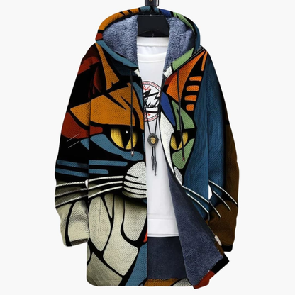 Casual Hoodie Sweater with Fun Cat Pattern