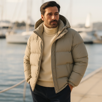 Warm Waterproof Men's Down Hooded Parka Jacket