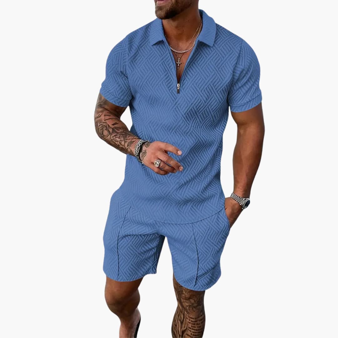 Men's Lightweight Zip Up Shorts Set