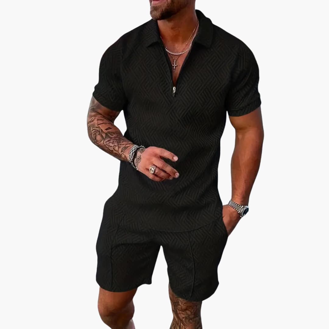 Men's Lightweight Zip Up Shorts Set