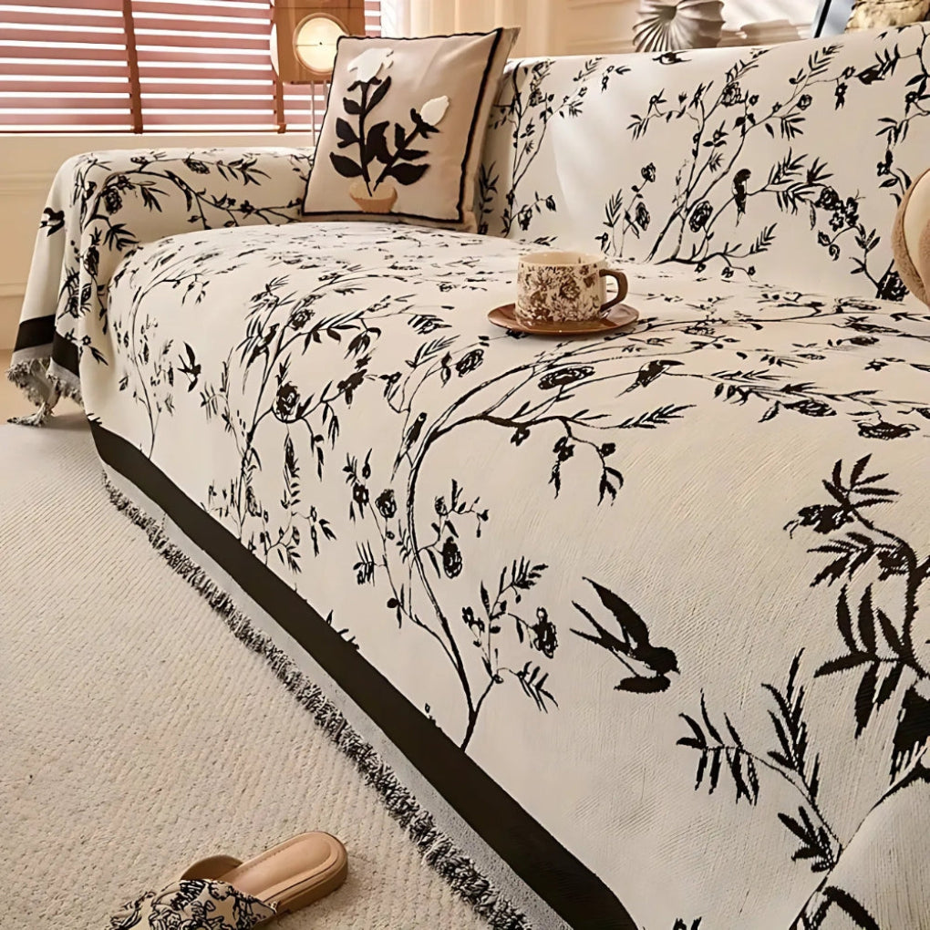 Beautiful Floral Border Throw Blanket