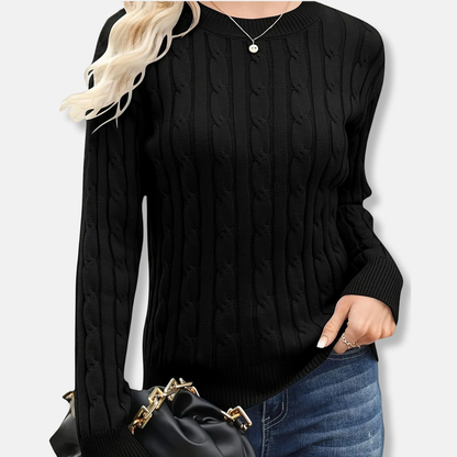Soft Women's Crew Neck Cable Knit Sweater