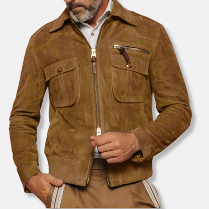 Classic Fit Collared Leather Jacket