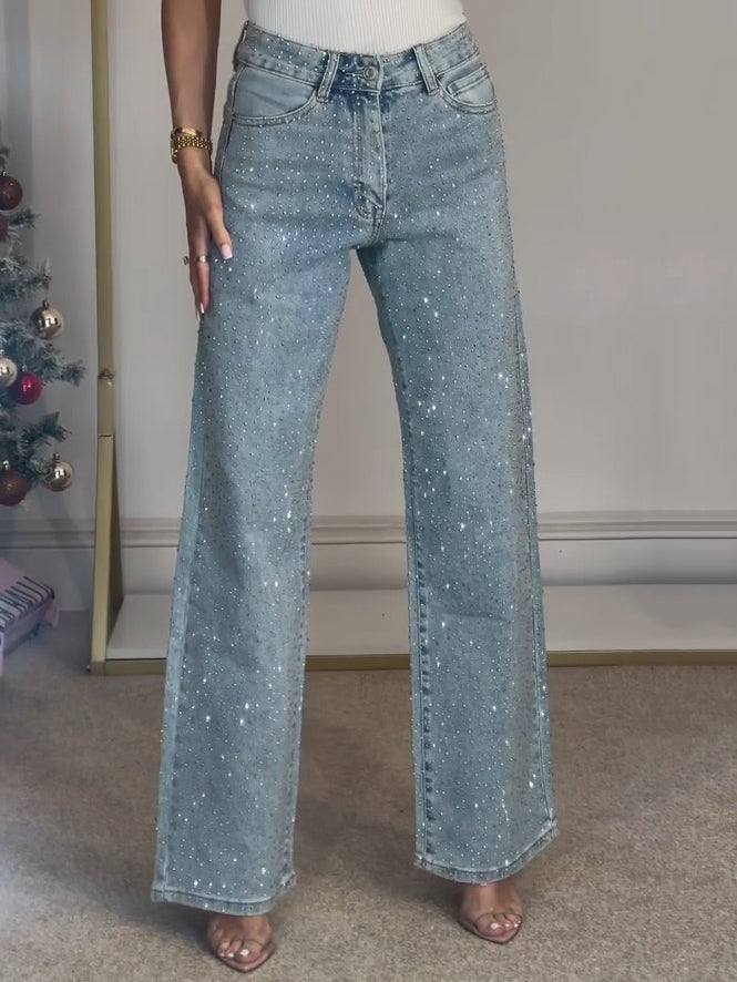 Decorative Slim Fit Straight Jeans