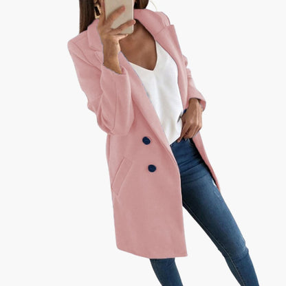 Ladies Classic Double Breasted Long Coat