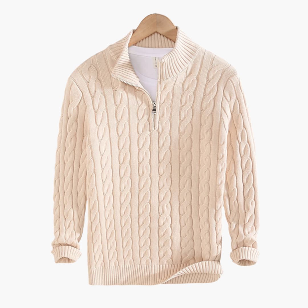 Men's Cable Knit Zip Up Sweater