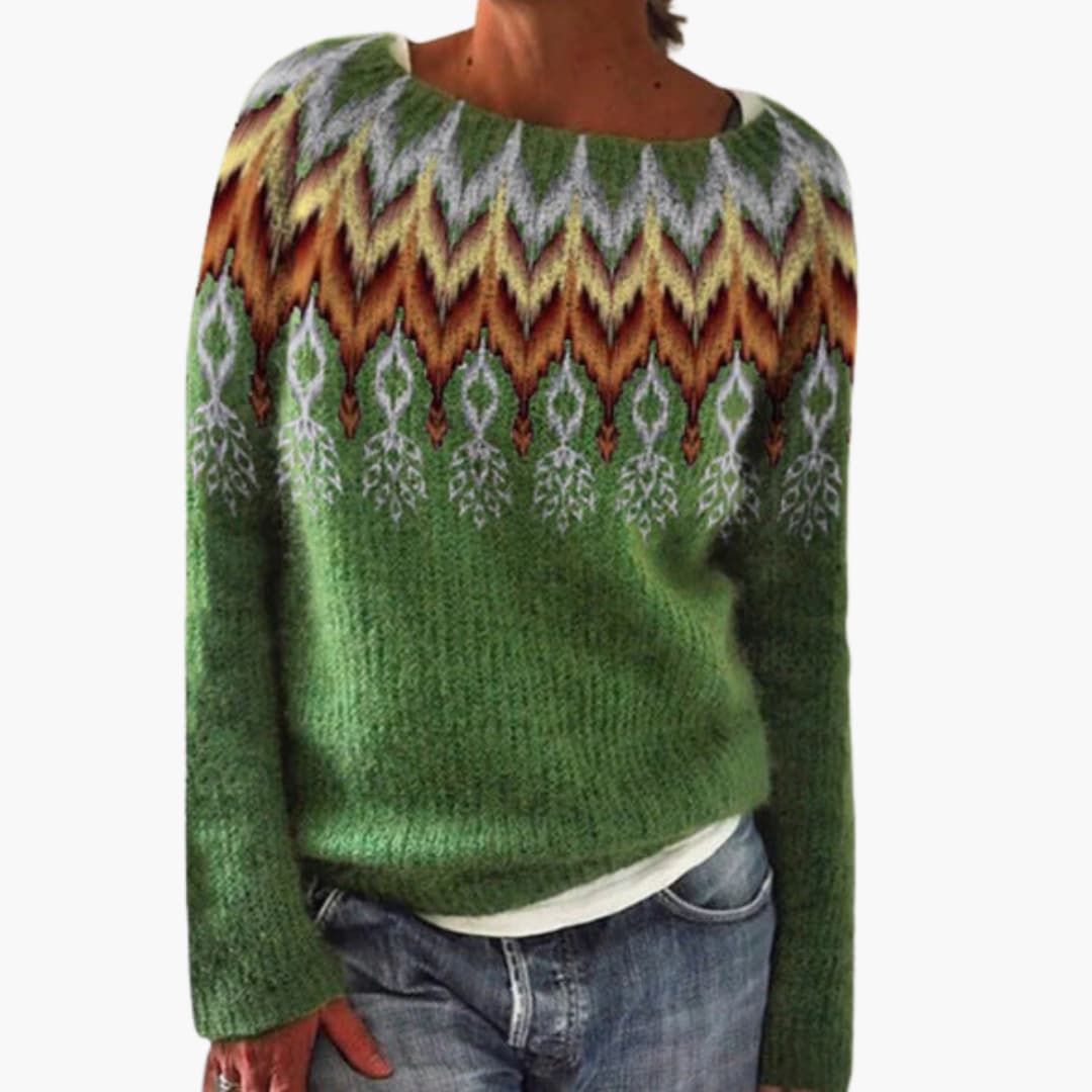 Ladies' Crew Neck Forest Print Sweater