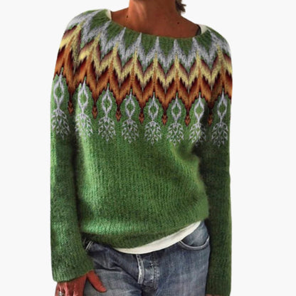 Ladies' Crew Neck Forest Print Sweater