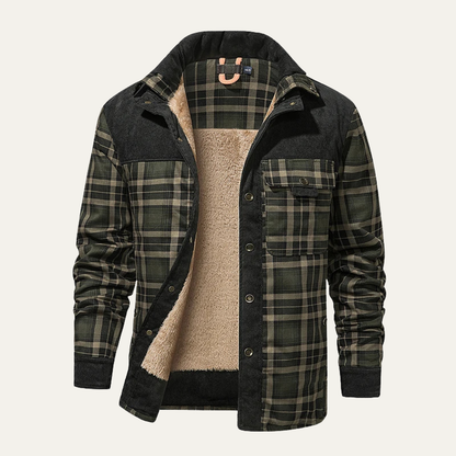 Classic Plaid Mens Multi Pocket Flannel Jacket - Vossary