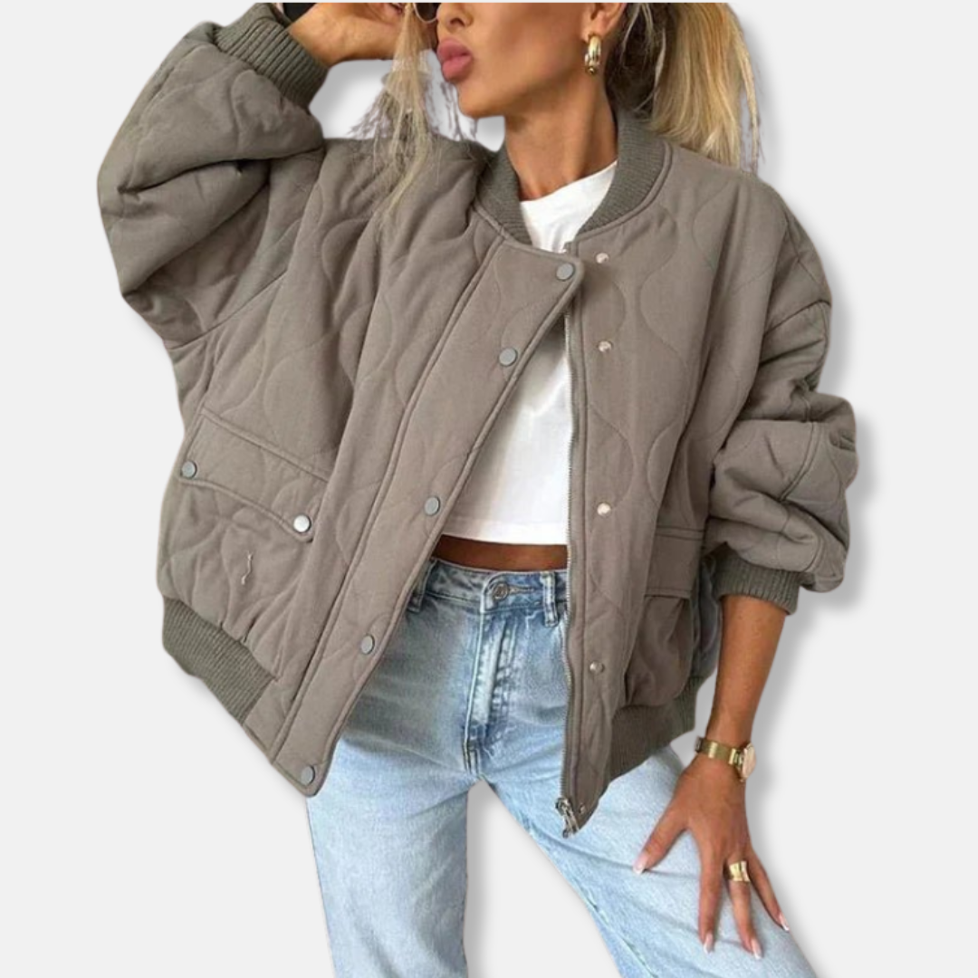 Relaxed Fit Quilted Women's Bomber Jacket