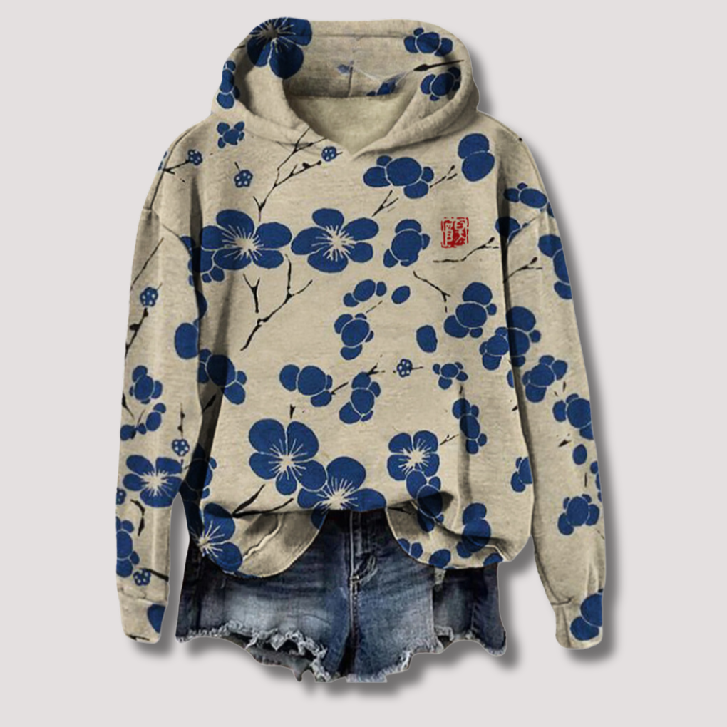 Comfy Floral Hooded Pullover Sweater