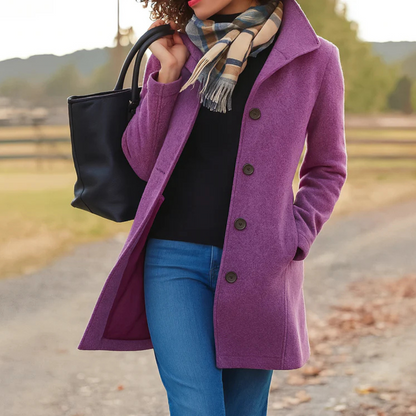 Ladies Classic Long Button Coat