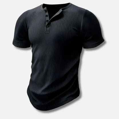 Fitted Mens Henley Tee with Buttons - Vossary