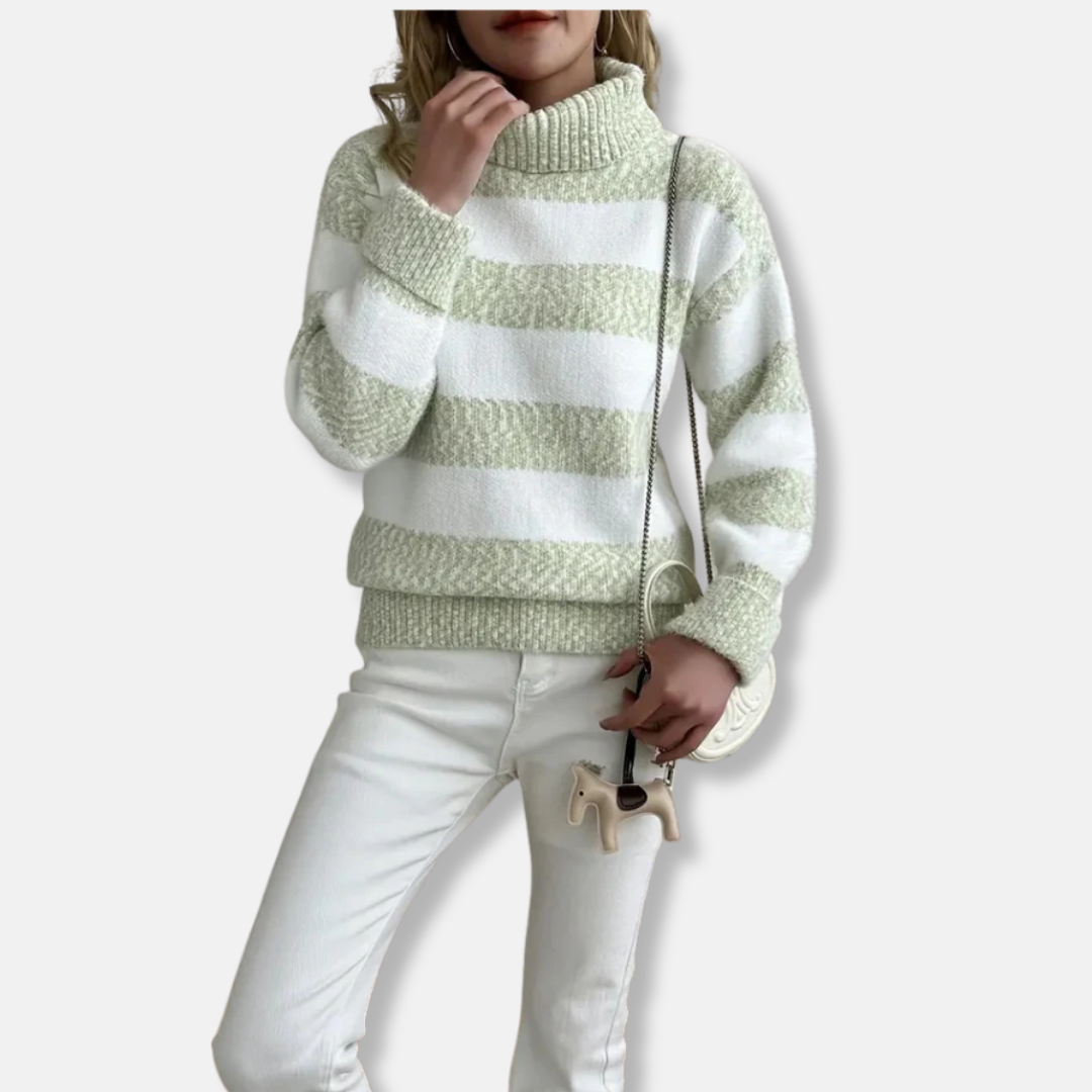 Soft Womens Crew Neck Striped Sweatshirt