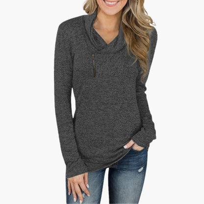 Classic Women's Zip Up Collar Sweater