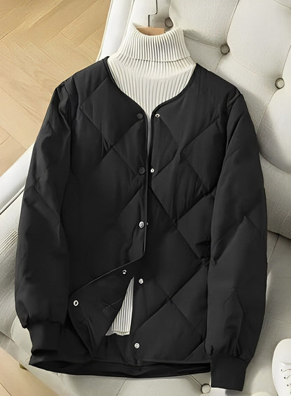 Warm Women's Padded Coat with Button Front - EasyApparels