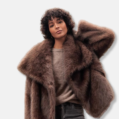 Luxurious Faux Fur Long Coat for Women - Warm Chic Design - Vossary