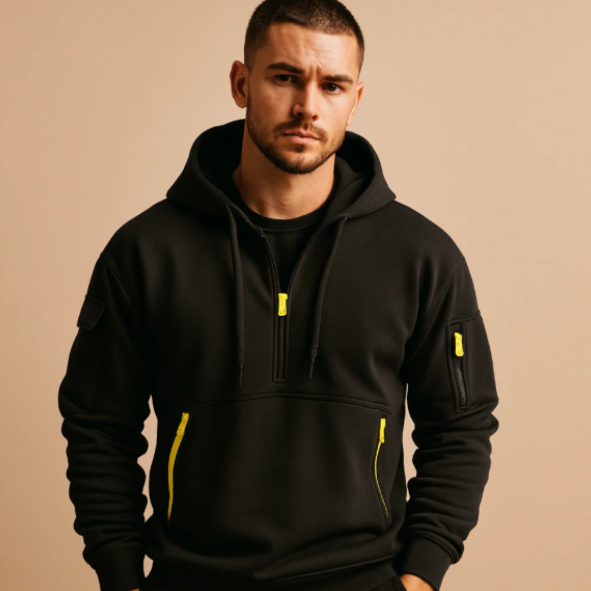 Relaxed Fit Men's Zip Up Hooded Sweater Jacket