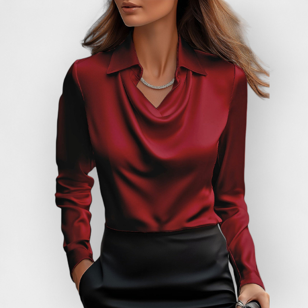 Luxurious Silk Blouse with Ruffled Neckline