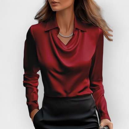 Luxurious Silk Blouse with Ruffled Neckline