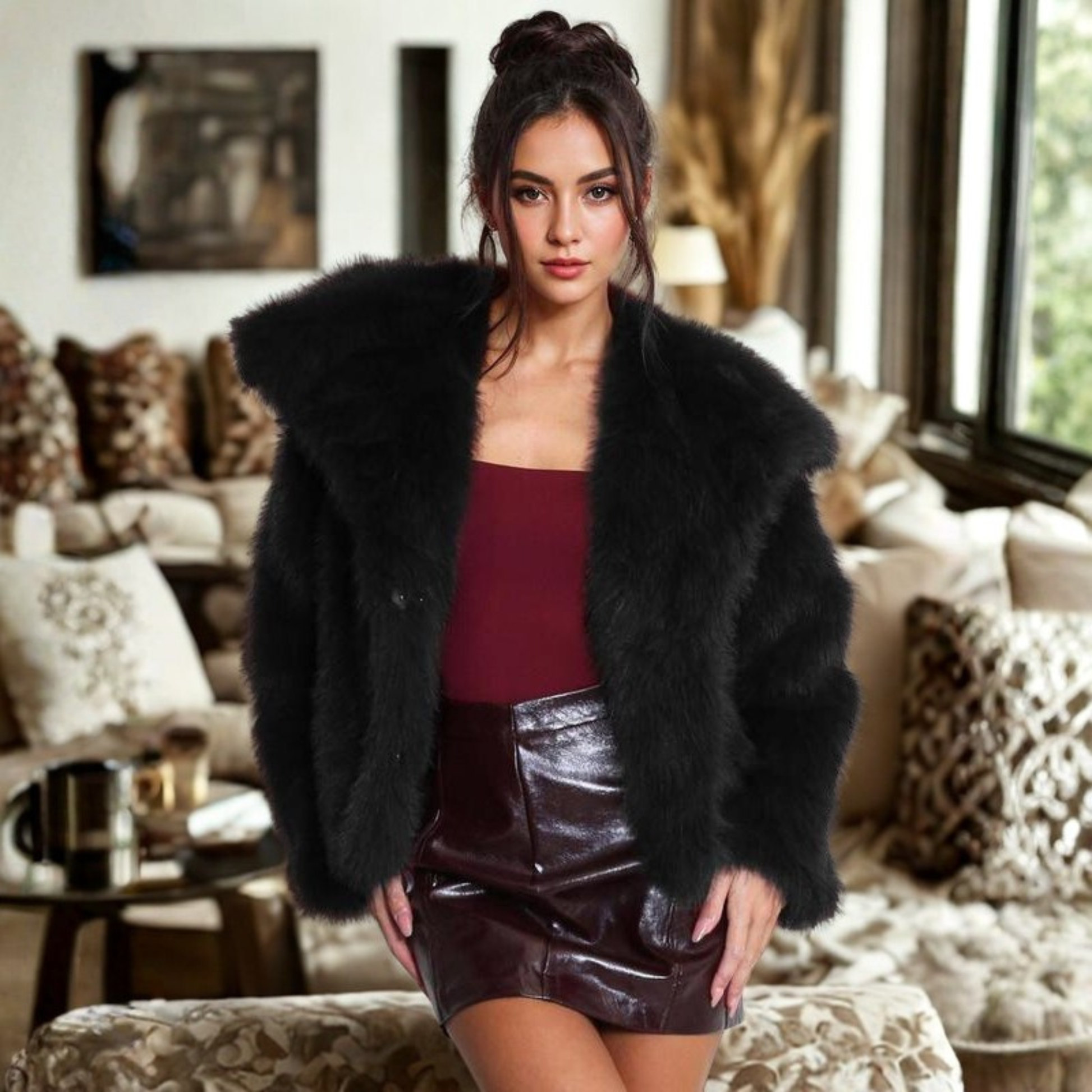 Warm Fuzzy Long Sleeve Winter Coat - Vossary