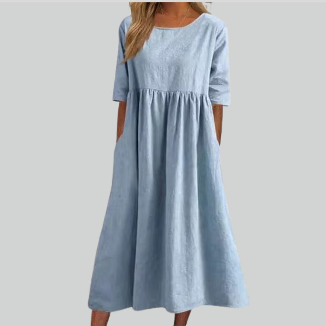 Comfortable Summer Cotton Dress with Pockets