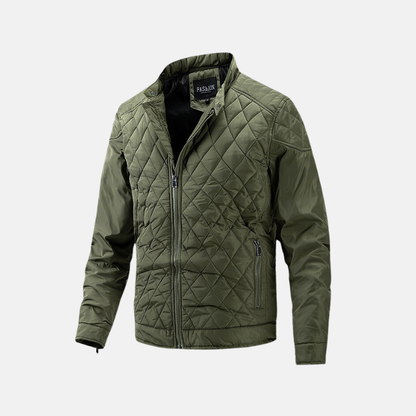 Slim Fit Padded Jacket with Stand Collar and Zip Front