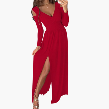 Women's Formal Long Sleeve Gown with High Split
