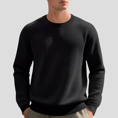 Soft Crew Neck Waffle Sweater for Men