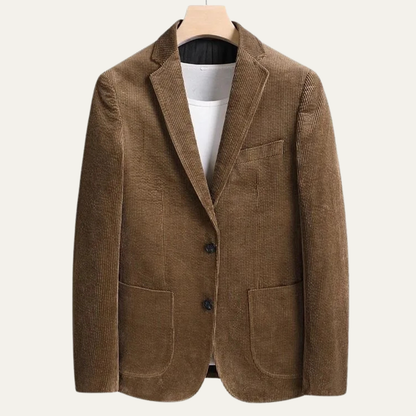 Warm Plaid Corduroy Mens Blazer Jacket