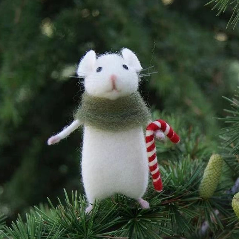 Adorable Felt Pumpkin Mouse Figurine
