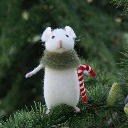 Adorable Felt Pumpkin Mouse Figurine