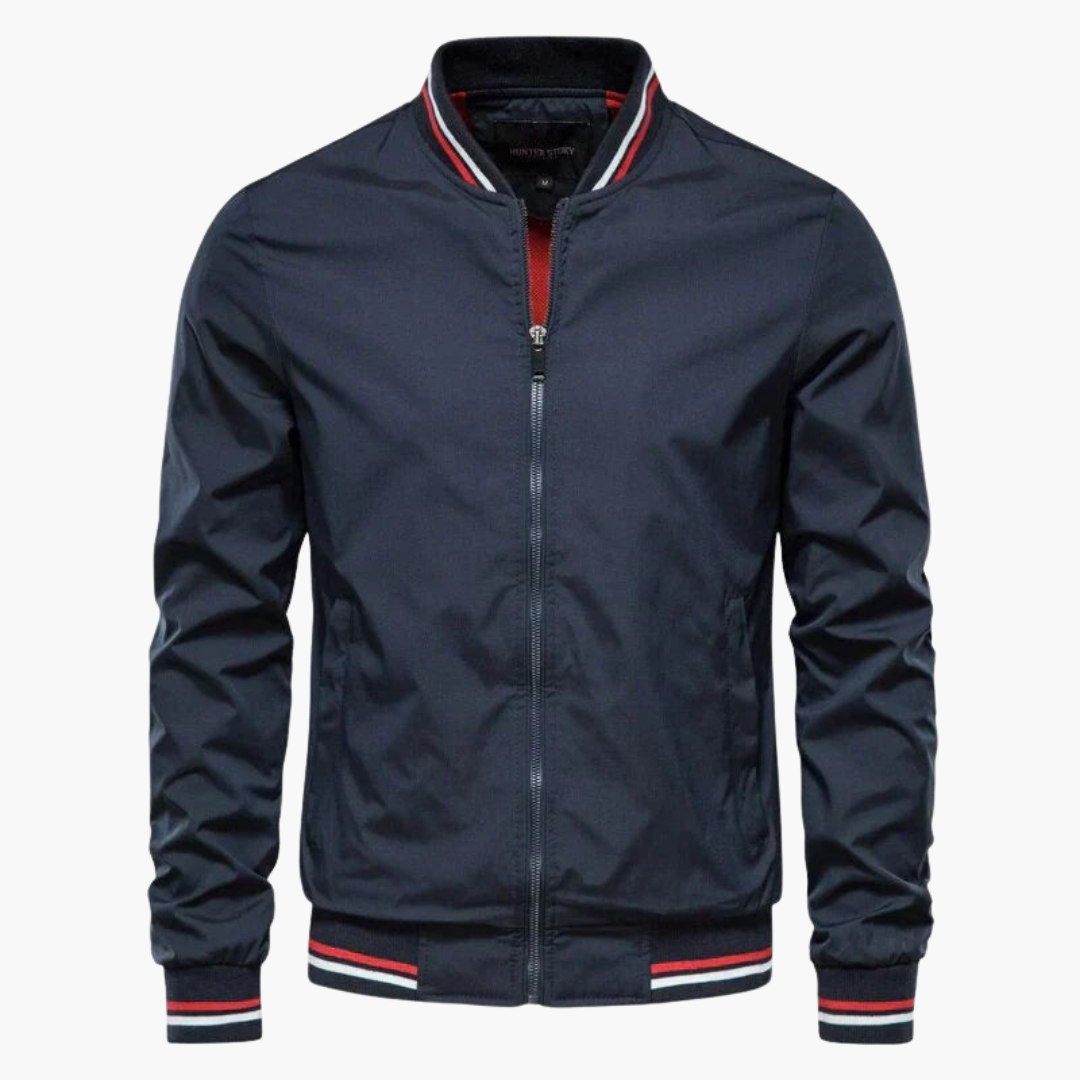Men's Zip Up Flight Jacket with Ribbed Sleeves