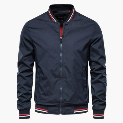 Men's Zip Up Flight Jacket with Ribbed Sleeves