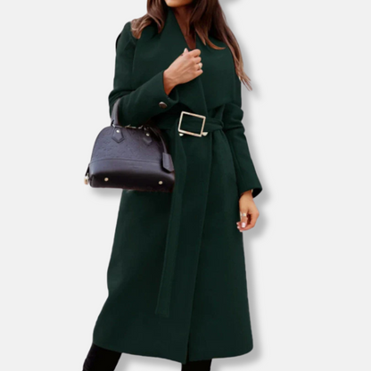 Women's Oversized Coat with Belted Waist and Lapels - EasyApparels