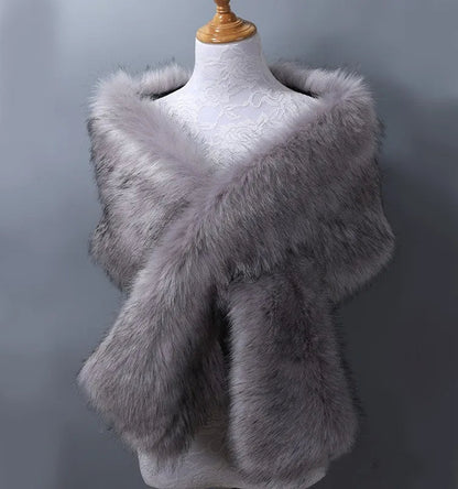 Soft Faux Fur Shawl with Full Shoulder Wrap
