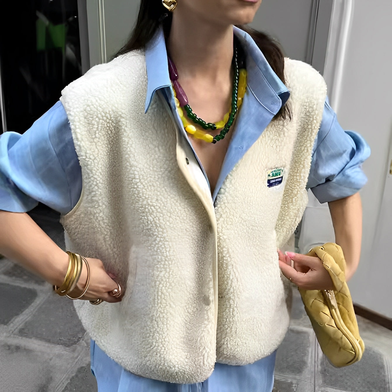 Casual Women's Vest with Easy Button Front