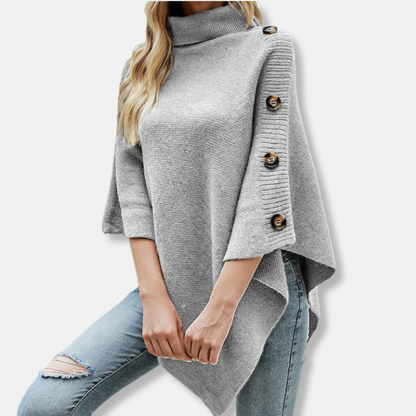 Cozy Women's Knit Poncho with Oversized Fit
