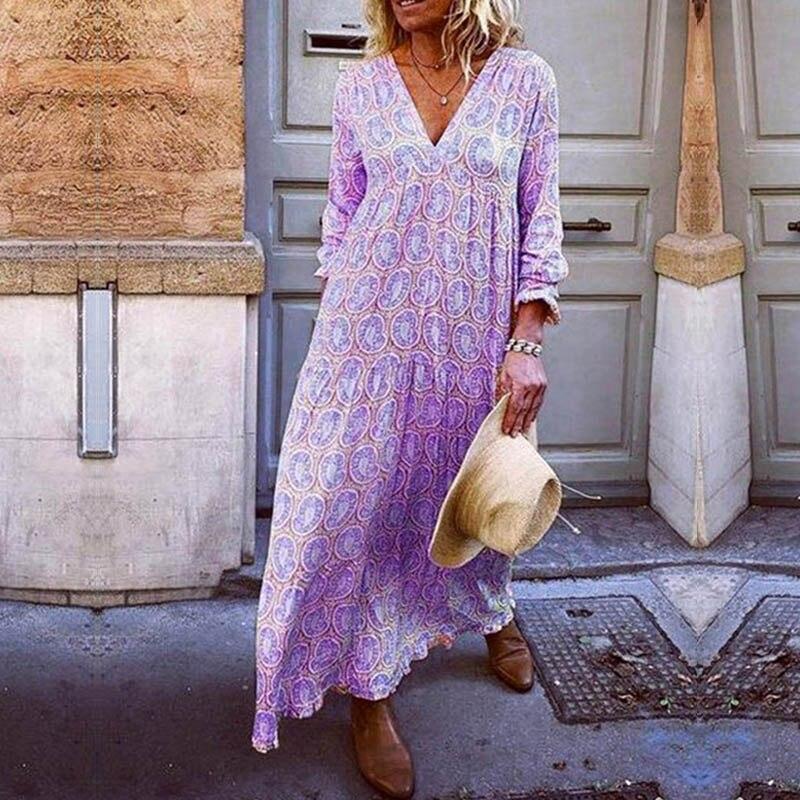Chic V-Neck Summer Dress with Bold Floral Print