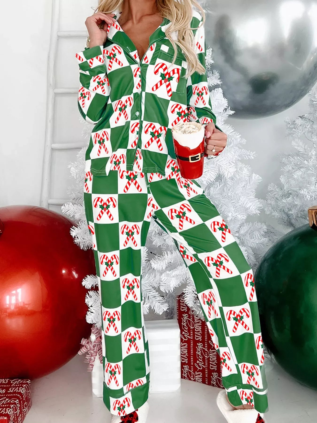 Fun Christmas Plaid 2pc Pajama Set - EasyApparels