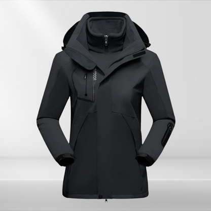 3-in-1 Outdoor Jacket for Women - Romy-Black-M-The Livary