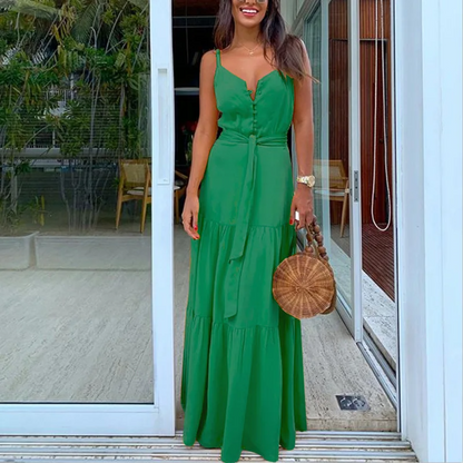 Flowy V Neck Summer Dress with Adjustable Straps