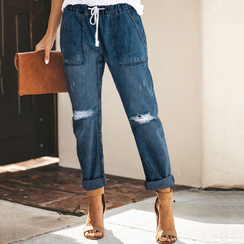 Comfortable Women's Ripped Jogger Jeans