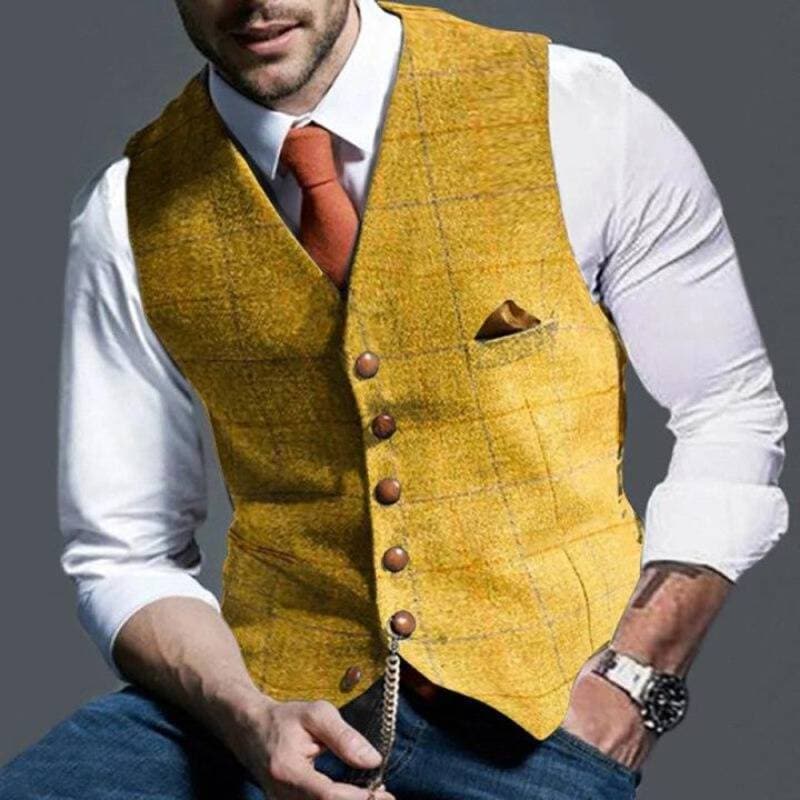 Slim Fit Men's Vest with Button Front